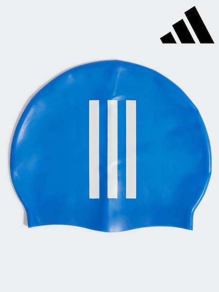 adidas Blue Adidas 3-Stripes Swim Cap Kids (D35382) | £8