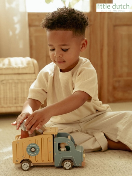 Little Dutch Garbage Wooden Truck Toy With Pegdolls
