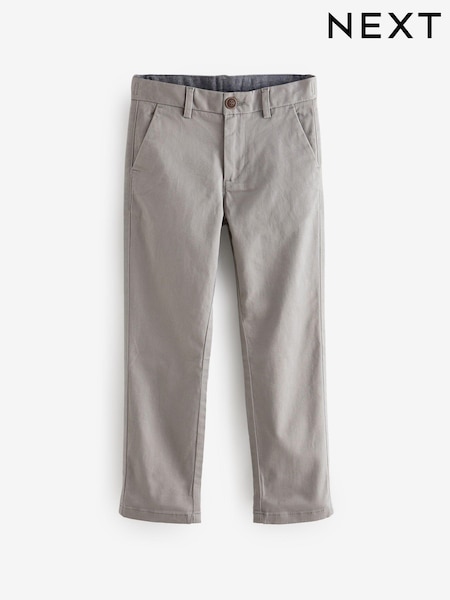 Light Grey Regular Fit Stretch Chino Trousers (3-17yrs) (D36081) | £11 - £16
