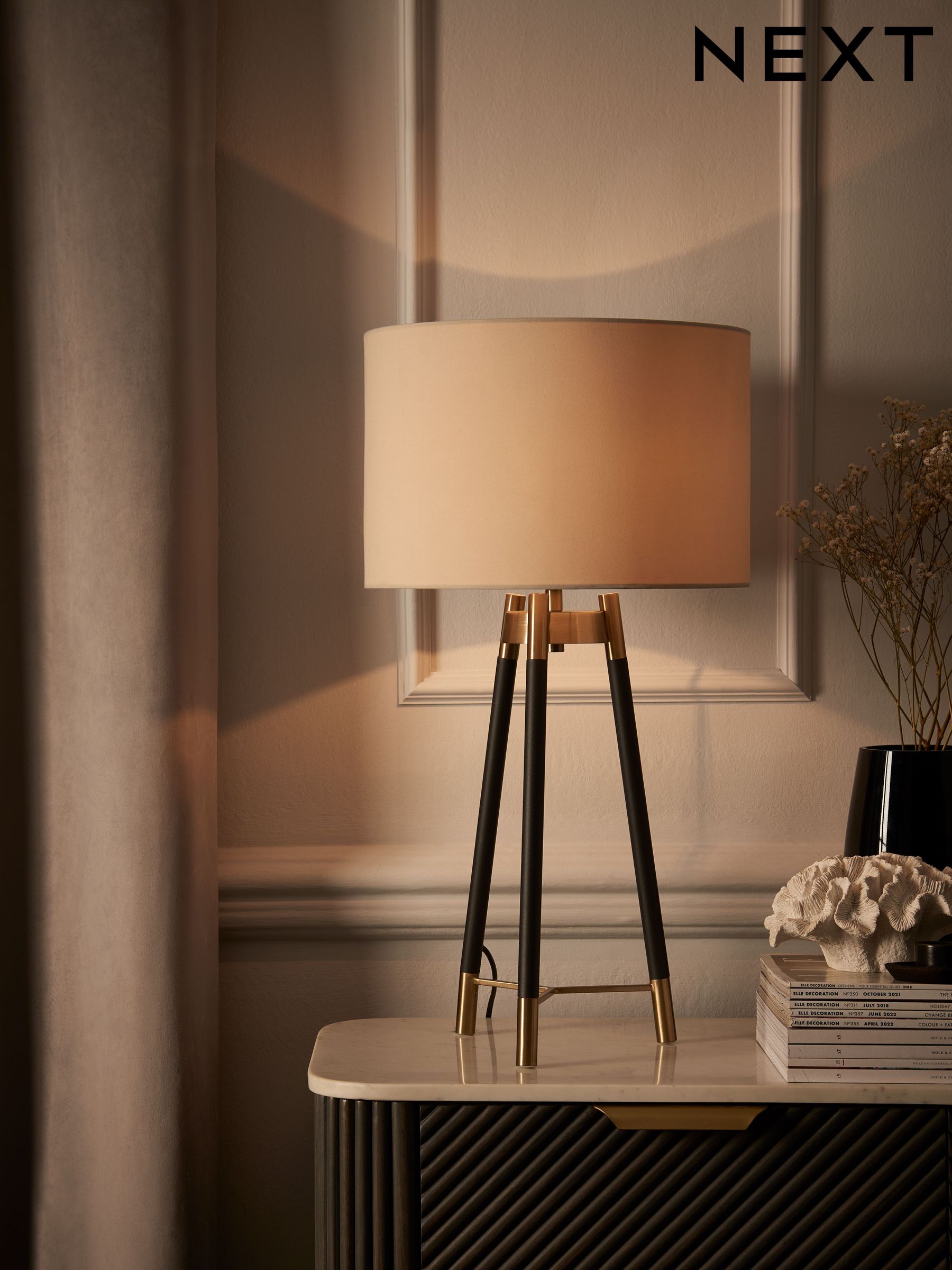Tripod Table Lamps Wooden Black Next UK