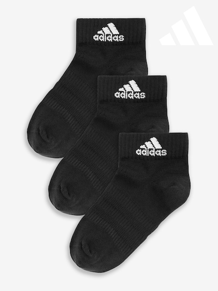 adidas Black Thin And Light Ankle Socks 3 Pairs (D36778) | £10
