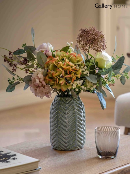 Gallery Home Hydrangea Display In Glazed Pot