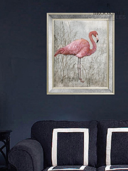 Brookpace Lascelles Pink Flamingo I Print in Antique Mirrored Frame (D39463) | £115