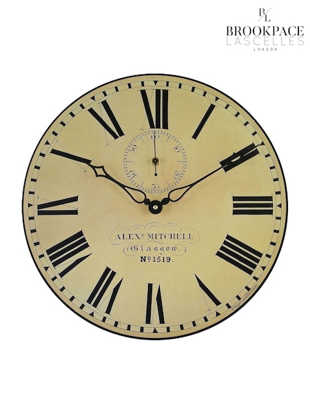 Brookpace Lascelles Black Station Wall Clock with Seconds Hand (D39483) | £34