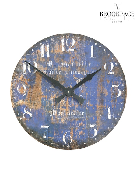 Brookpace Lascelles Blue Large Montpellier Cheesemaker's Wall Clock (D39485) | £55