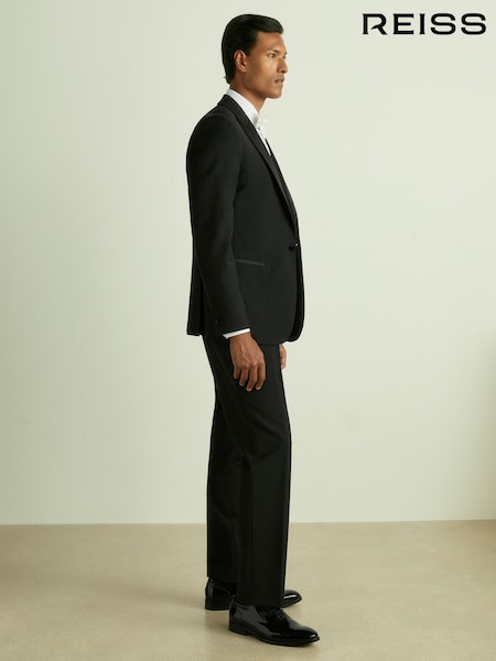 Reiss Black Poker Modern Fit Tuxedo Trousers (D40030) | £158