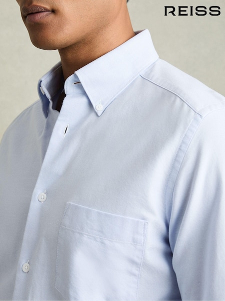 Reiss Soft Blue Greenwich Soft Wash Button Down Oxford Shirt (D40078) | £78