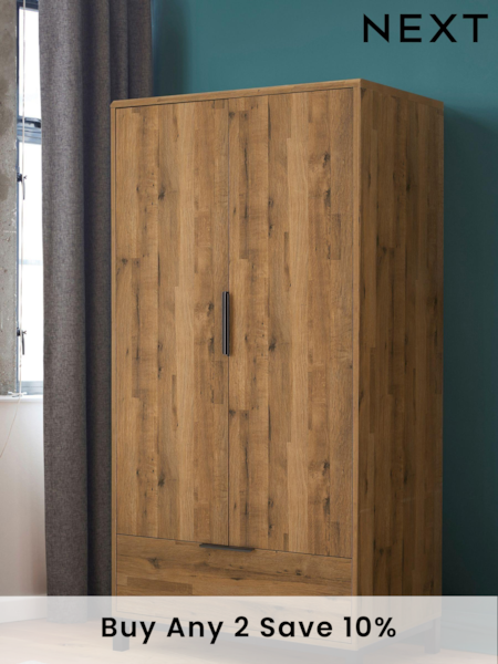 Dark Bronx Oak Effect Double, 1 Drawer Wardrobe (D41064) | £499