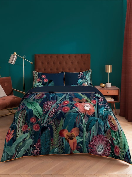 Graham & Brown Blue Tigerlily 100% Cotton Duvet Cover and Pillowcase Set (D41691) | £100 - £130