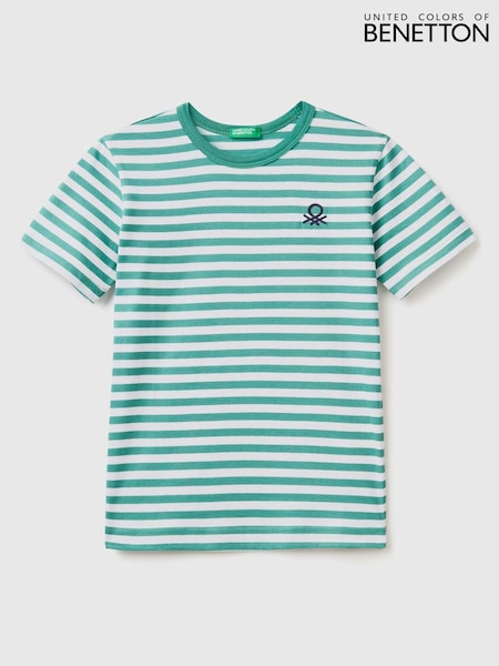 Benetton Boys Striped 100% Cotton Logo T-Shirt (D41834) | £14