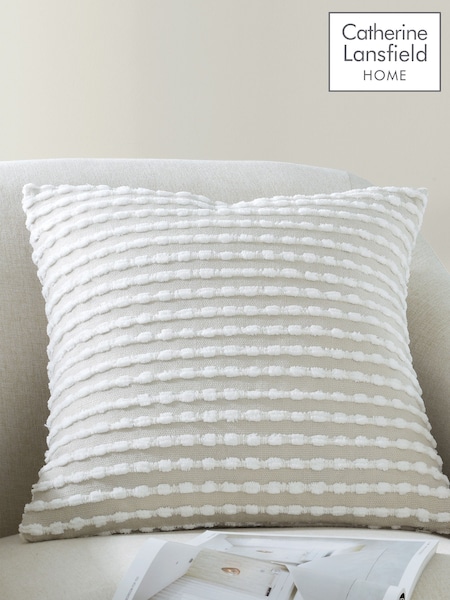 Catherine Lansfield Natural Stab Stitch Cushion (D42175) | £17