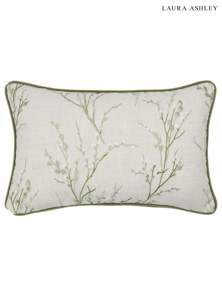 Laura Ashley Hedgerow Pussy Willow Feather Embroidered Filled Cushion (D42586) | £50