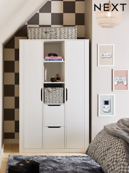 White Compton Kids Triple Wardrobe (D43151) | £475