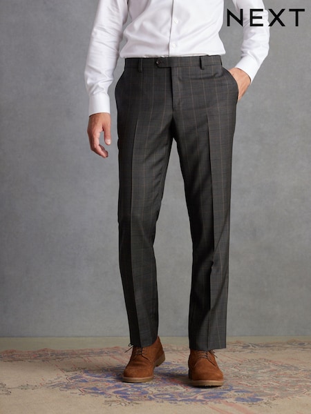 Green Tailored Fit Signature Empire Mills British Fabric Check Suit Trousers (D43288) | £5
