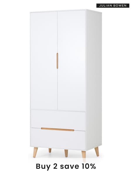 Julian Bowen White Alicia Double 2 Drawer Wardrobe (D43402) | £470