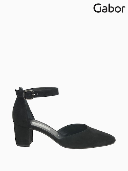 Gabor Gala Black Suede Open Toe Court Shoes (D43426) | £95