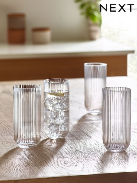 Clear Hollis Set of 4 Tall Tumbler Glasses (D43480) | £26