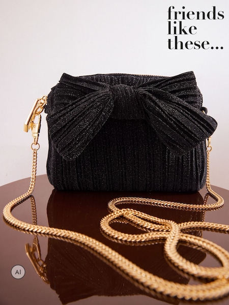 Black Glitter Bow Ocassion - Friends Like These Chain Cross-body Bag
