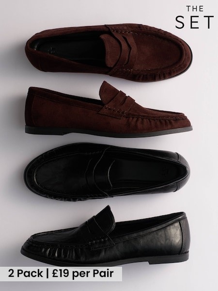 Black/Brown - The Set 2 Pack Classic Ruched Loafers