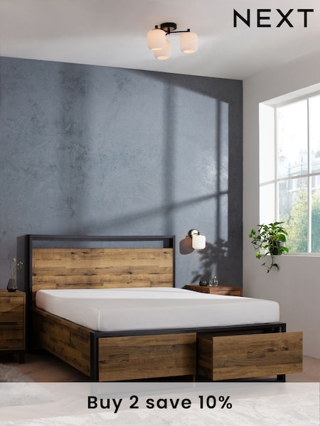 Bronx Oak Effect Axel Wooden Drawer Storage Bed Frame (D45466) | £615 - £715