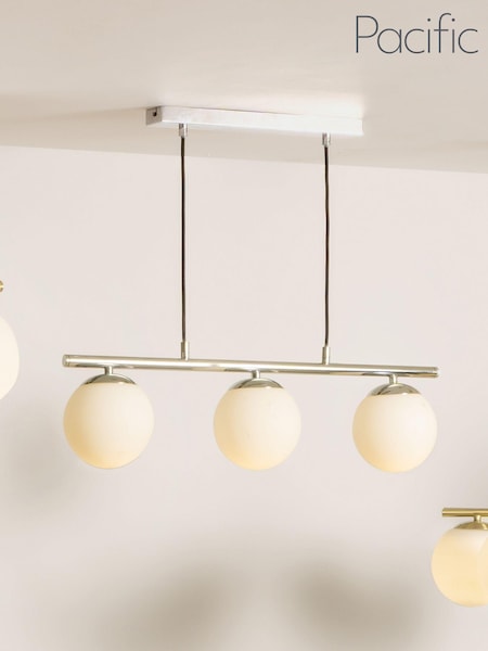 Pacific White Asterope 3 Orb And Chrome Metal Ceiling Light Pendant (D45476) | £150