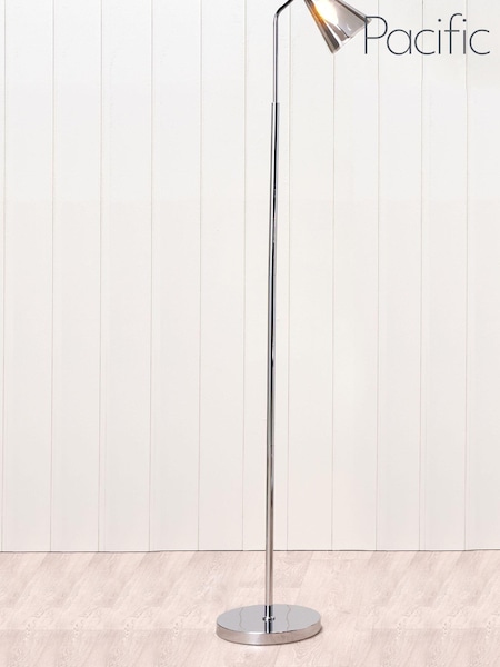 Pacific Smoke Glass/Silver Metal Monroe Waisted Floor Lamp (D45478) | £150