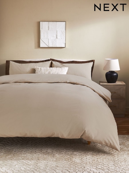 Natural Brushed Supersoft 100% Cotton Duvet Cover And Pillowcase Set (D45611) | £25 - £55