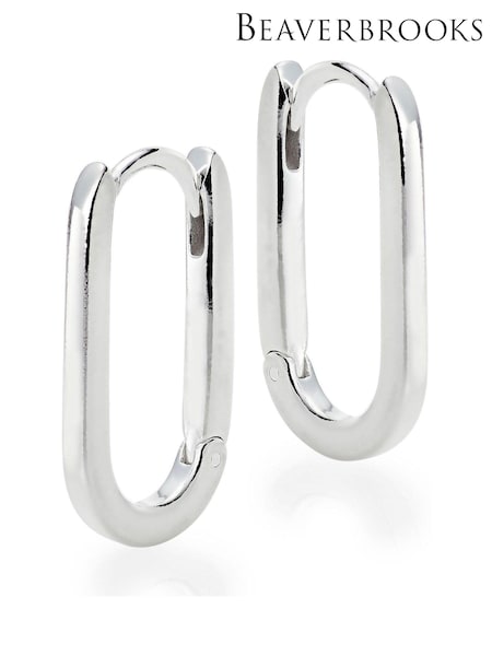 Beaverbrooks Sterling Rectangular Hoop Earrings (D45641) | £35