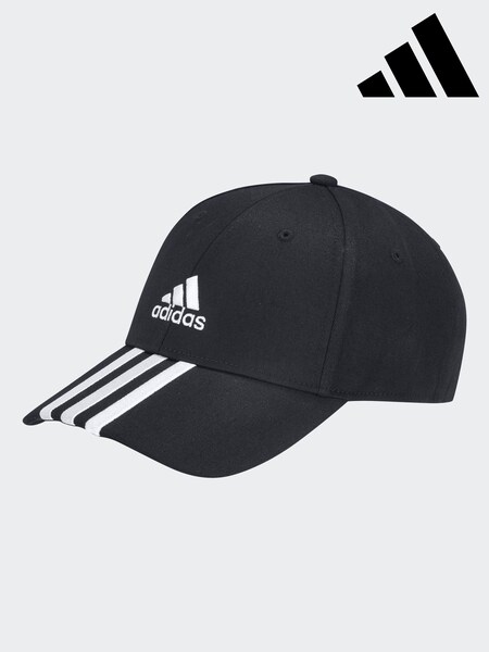 adidas Black Baseball 100% Cotton 3-Stripe Cap (D46068) | £18