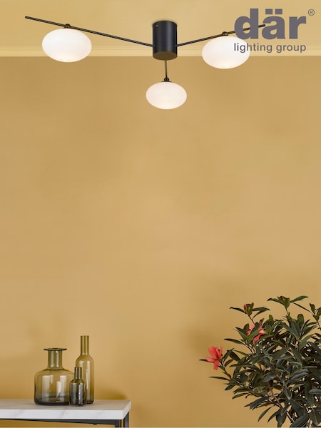 Dar Lighting Black Jasper 3 Light Flush Ceiling Light (D46489) | £69