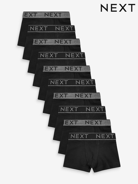 Black/Grey Waistband Trunks 10 Pack (1.5-16yrs) (D46526) | £27 - £32