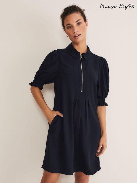 Phase Eight Navy Blue Zip Candice Mini Dress (D47212) | £89