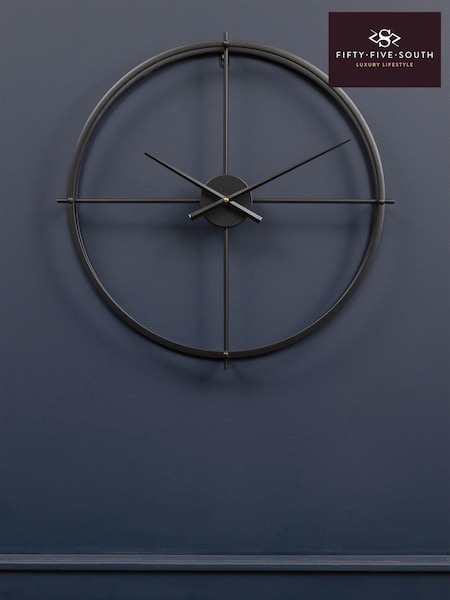 Fifty Five South Black Kent 60cm Wall Clock (D48042) | £75