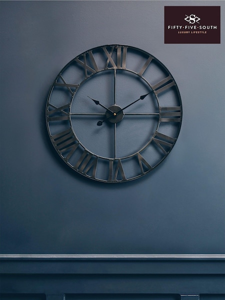 Fifty Five South Black Genova Metal Wall Clock (D48044) | £60