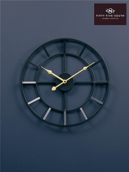 Fifty Five South Black Kent Wall Clock (D48046) | £50
