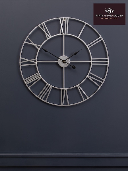 Fifty Five South Silver Genova Metal Wall Clock (D48048) | £55