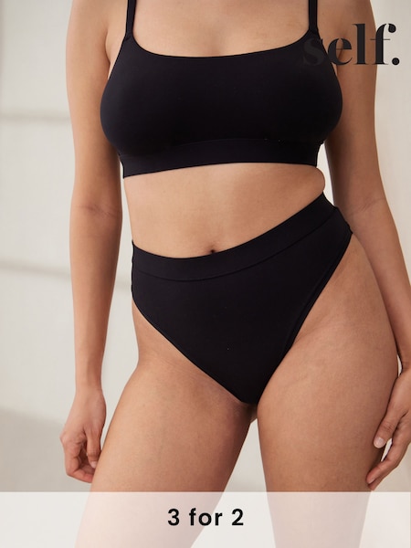 self. Black Smoothing Comfort High Waist High Leg Briefs (D48563) | £10