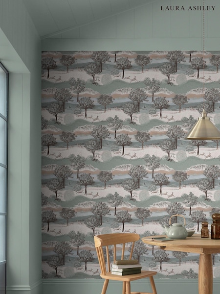 Laura Ashley Jade Green Hartingdon 10M Wallpaper (D49278) | £46