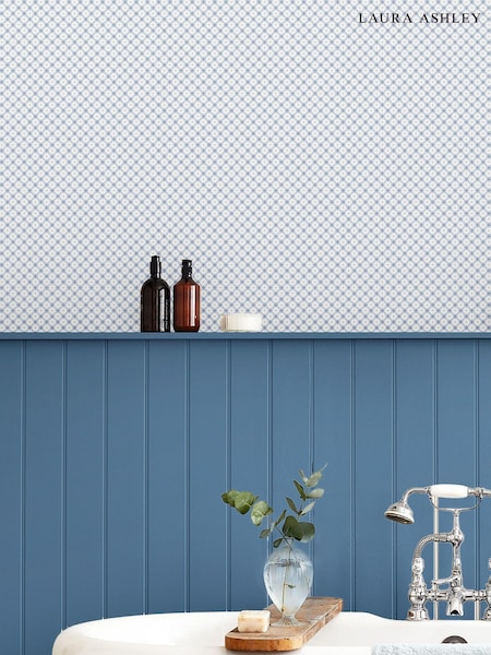 Laura Ashley Dark Seaspray Blue Wickerwork 10M Wallpaper (D49287) | £46