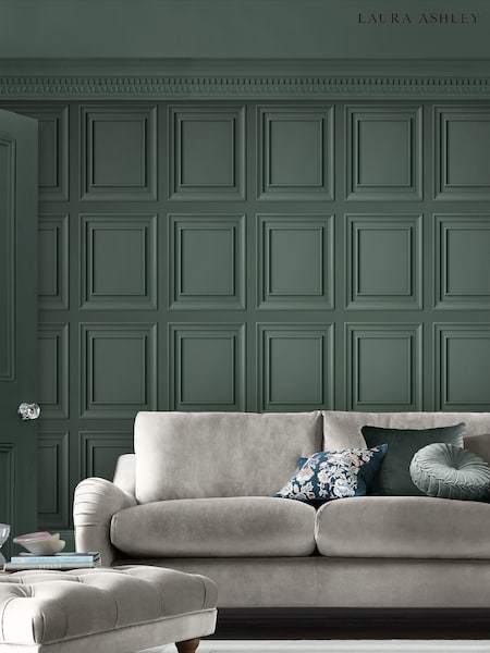 Laura Ashley Fern Green Redbrook Wood Panel 10M Wallpaper (D49293) | £46