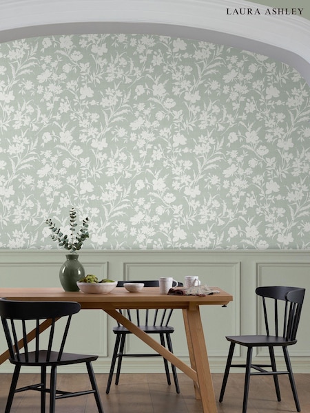 Laura Ashley Sage Green Rye A4 Wallpaper Sample (D49767) | £1