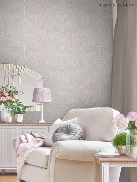 Laura Ashley Dove Grey Silchester A4 Wallpaper Sample (D49769) | £1