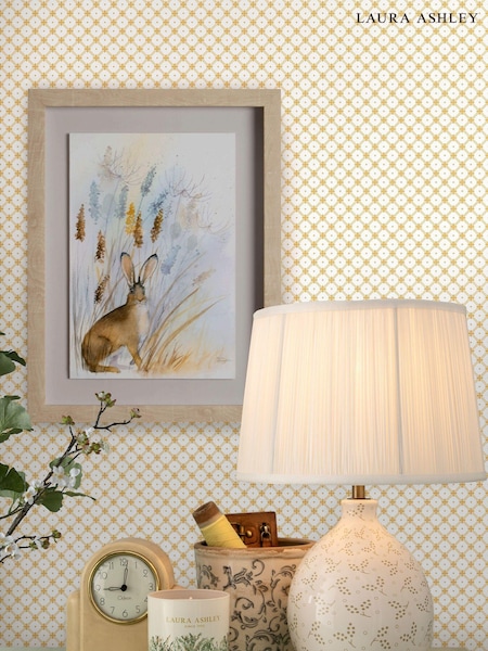 Laura Ashley Pale Ochre Yellow Wickerwork A4 Wallpaper Sample (D49774) | £1