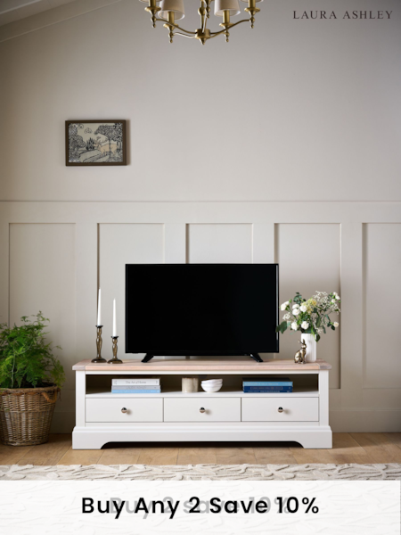 Laura Ashley White Dorset Wide Tv Unit (D49791) | £925
