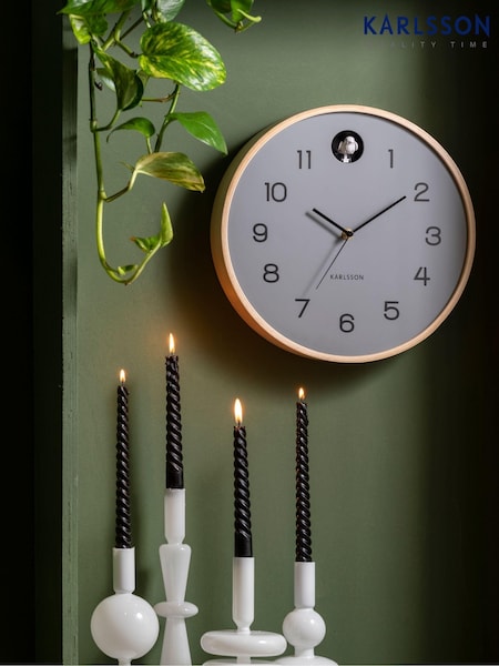 Karlsson Grey Cuckoo Birch Wall Clock (D50267) | £87