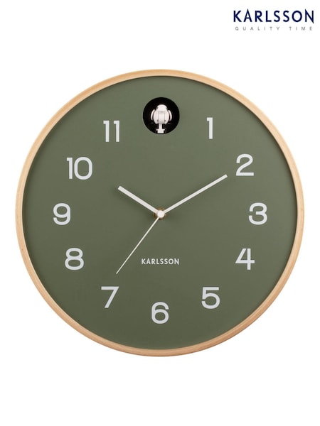 Karlsson Green Cuckoo Birch Wall Clock (D50268) | £87