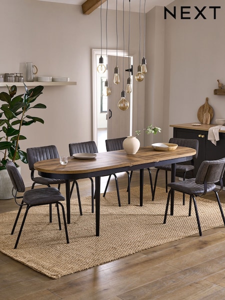 Dark Bronx Oak Effect Pill Shape 6 to 8 Seater Extending Dining Table (D50351) | £499