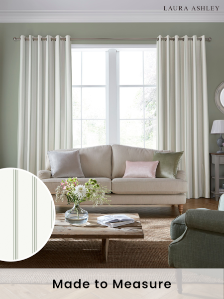 Laura Ashley Fresh Green 100% Cotton Farnworth Made to Measure Curtains (D50369) | £91
