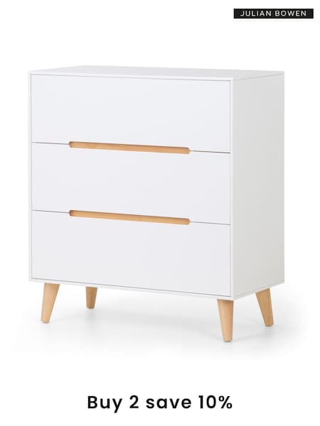 Julian Bowen White Alicia 3 Drawer Chest (D51421) | £240