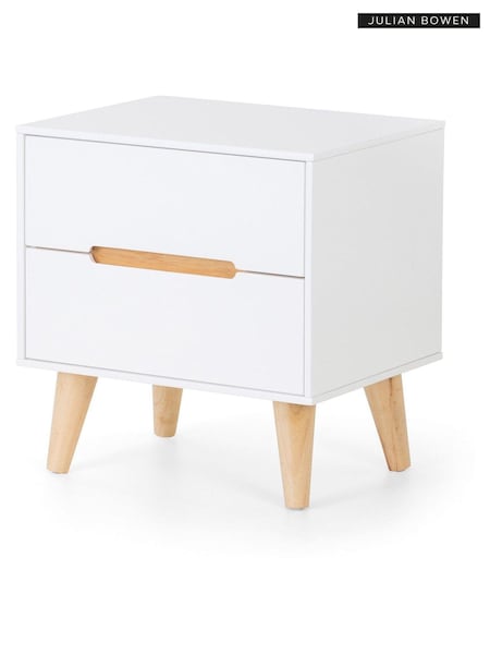 Julian Bowen White Alicia 2 Drawer Bedside Table (D51427) | £100